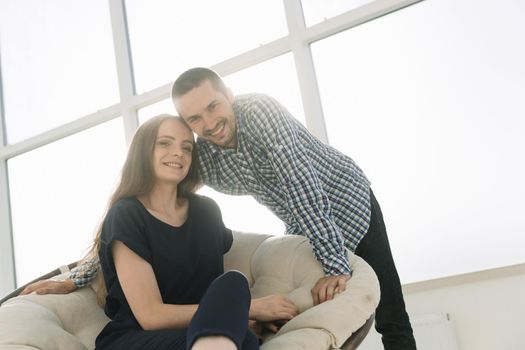 smiling business couple at workplace in office.photo with copy space