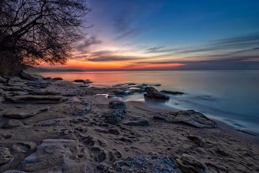 tranquility and calm long exposure sea before sunrise