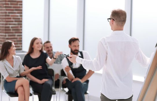 business team discussing a new business plan at a meeting in the office. business concept
