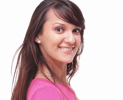 closeup portrait of a beautiful young woman.isolated on a white background
