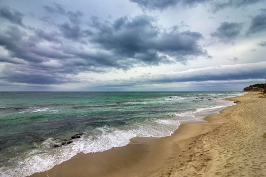 beautiful coastal view over a calm cloudy day