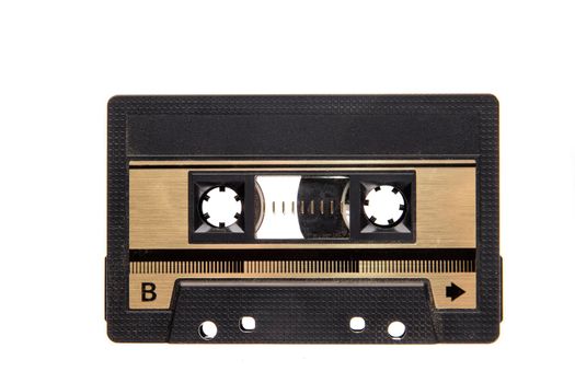 vintage cassette tape isolated white background. Top view