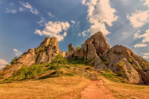 The Belogradchik Rocks are a group of strange shaped sandstone and conglomerate rock formations located in Belogradchik, Bulgaria