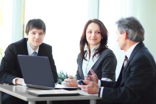 boss and staff in discussing the working paper . photo with copy space