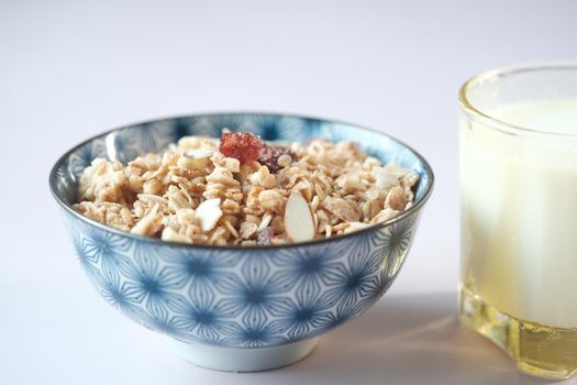 Home Made Musli in a bowl on black