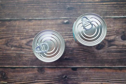 close up of a food can on white background