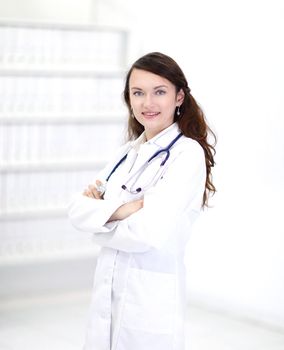 portrait of a female doctor of the therapist.photo with copy space
