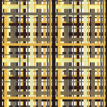 Seamless pattern. Futuristic intersecting stripes in the form of a cage, in gold and gray tones. For wallpaper and fabrics.