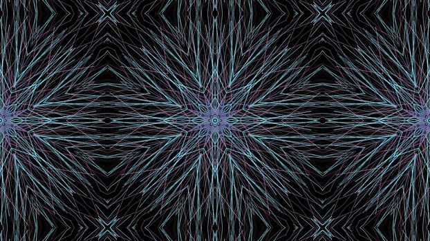 Round abstract geometric pattern. Mandala. Blue pattern on black background