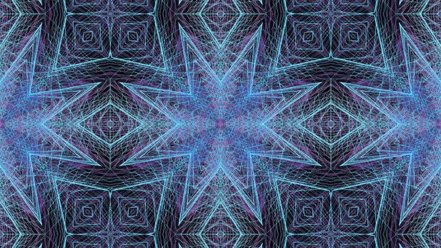 Round abstract geometric pattern. Mandala. Blue pattern on black background