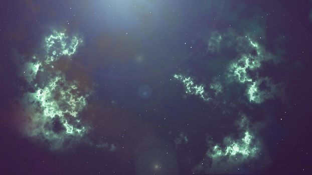 Illustration of glowing flicker blue nebula and stars