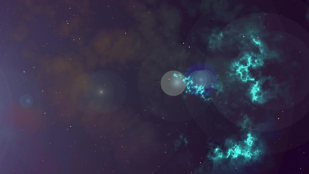 Illustration of glowing flicker blue nebula and stars