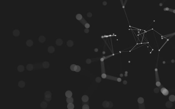 Abstract background. Molecules technology with polygonal shapes, connecting dots and lines. Connection structure. Big data visualization. 