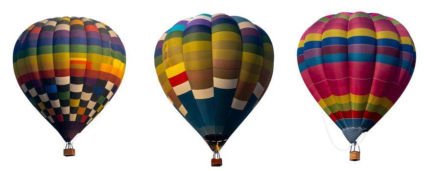 Isolated photo of hot air balloon isolated on white background.