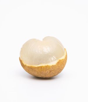 Sweet longan fruit isolated on white background. Fresh longan thai fruit. Clipping path.