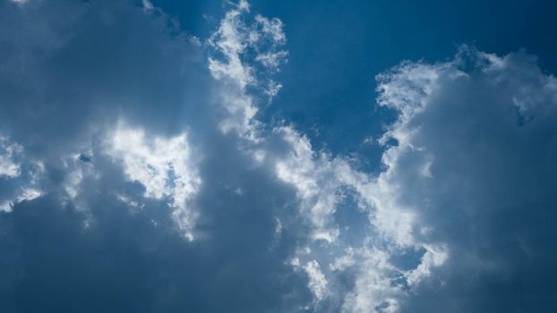 The blue sky in summer day. Blue sky white clouds. White clouds background. Nature weather of clear sky.