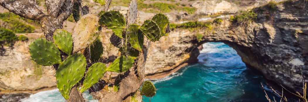 Landscape over Broken Beach in Nusa Penida, Indonesia Angel's BillaBong Beach. Popular tourist destination Bali. BANNER, LONG FORMAT