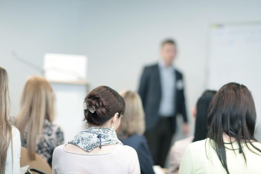 background image of a businessman speaking at a business seminar.photo with copy space