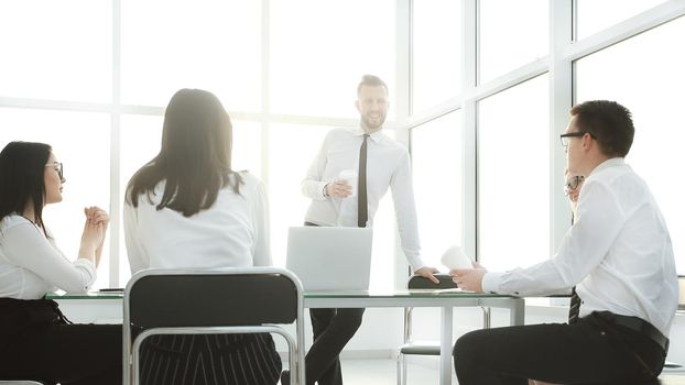 business team at the workplace in the office. the concept of teamwork