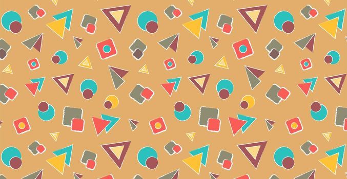 Abstract geometric pattern for children's themes. Bright multi-colored geometric shapes. Ideal for baby wallpapers, wrapping paper, napkins.