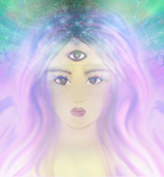 Woman with third eye, psychic supernatural senses