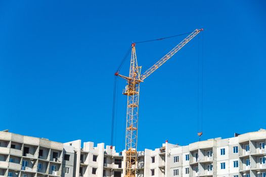 Housing development and large crane