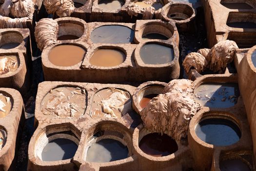 Liquids in Chouara Tannery, Fez City, Morocco