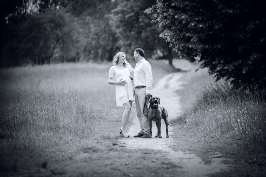retro style. beautiful, married couple on a walk in the Park. the concept of family relations