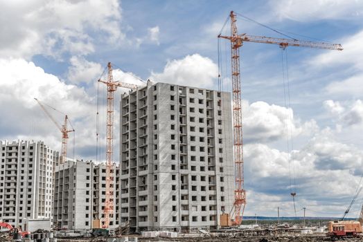 New residential development and industrial construction cranes