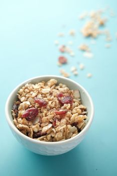 Home Made Musli in a bowl on black