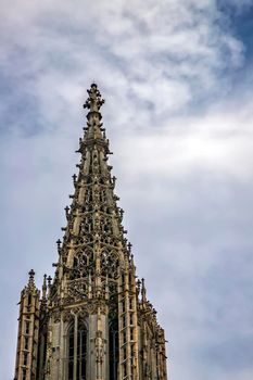 Architecture detail, the tower window of the church in Ulm, Germany