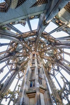 Ulm, Germany - July 20, 2019: Detail inside Tower of the Cathedral of Ulm, Germany