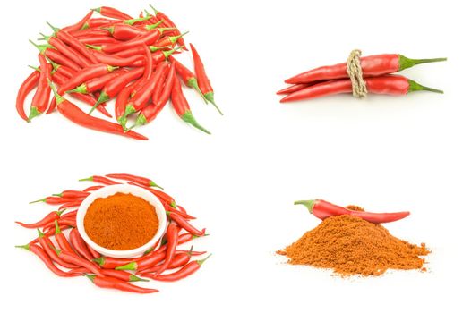 Set of fresh red hot pepper