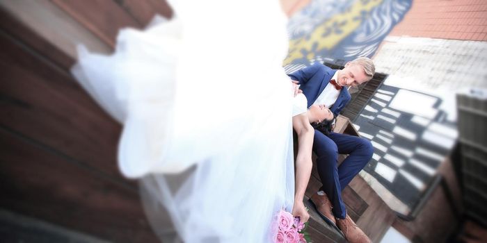 concept of family happiness.loving couple on the wedding day.photo with copy space