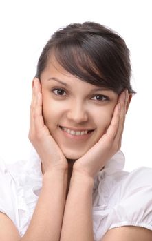 closeup. the face of a successful young business woman