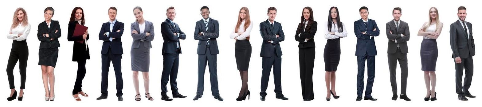 Group of smiling business people. Isolated over white background