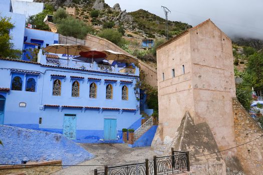 A Street in Blue Chefchaouen City, Morocco