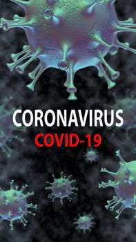 Chinese influenza – called a Coronavirus or 2019-nCoV, which has spread around the world. 3D render.