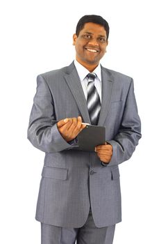 Portrait of young business man isolated on white