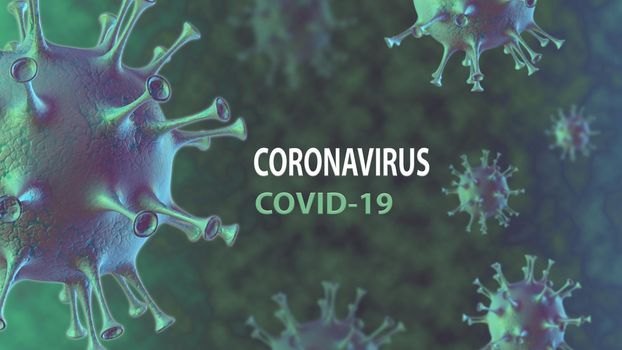 Chinese influenza - called a Coronavirus or 2019-nCoV, which has spread around the world. 3D render.