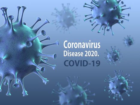 Chinese influenza - called a Coronavirus or 2019-nCoV, which has spread around the world. 3D render.