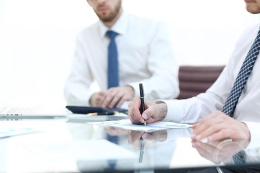 businessman working with financial data.