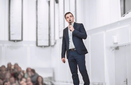 speaker at business conferences.business training and education.the photo has a blank for the text.