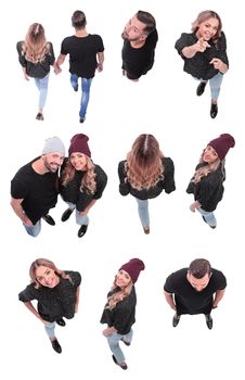 top view. image of modern different young people . isolated on a white background