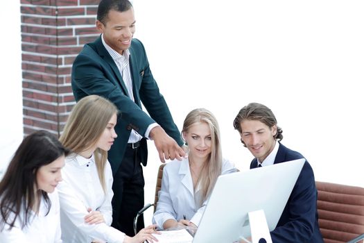business team discussing business issues in a modern office.photo with place for text