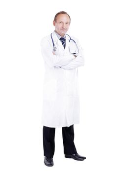 portrait of a therapist doctor on a white background.photo with copy space