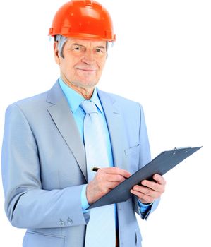 Good engineer writes the work plan. Isolated on a white background.