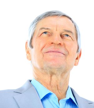 Nice businessman at the age of. Isolated on a white background.