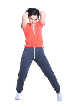 portrait of a modern sports woman. isolated