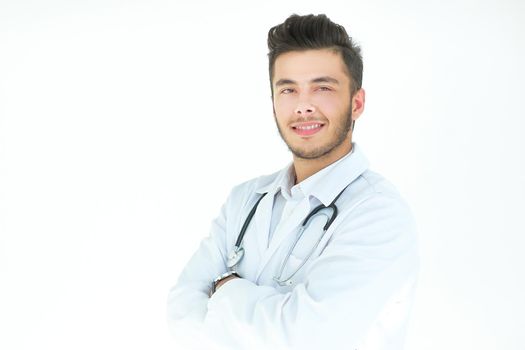 portrait of a smiling therapist on a light background.photo with copy space